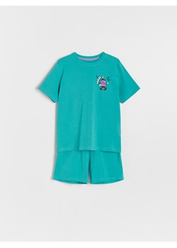 Reserved - Bawełniana piżama z nadrukiem - turkusowy ze sklepu Reserved w kategorii Piżamy dziecięce - zdjęcie 173870222