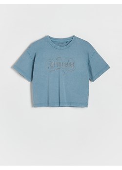 Reserved - T-shirt z cyrkoniami - niebieski ze sklepu Reserved w kategorii Bluzki dziewczęce - zdjęcie 173870260