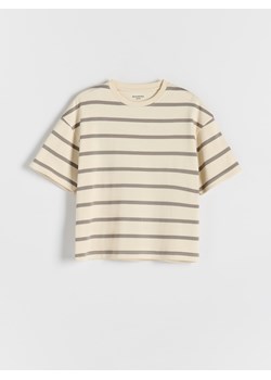 Reserved - T-shirt oversize w paski - kremowy ze sklepu Reserved w kategorii T-shirty chłopięce - zdjęcie 173870344