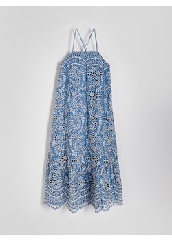 Reserved - Sukienka midi z koronką - jasnoniebieski ze sklepu Reserved w kategorii Sukienki - zdjęcie 173870472