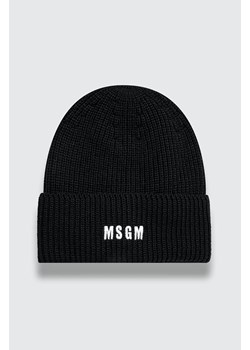 MSGM czapka wełniana kolor czarny z grubej dzianiny wełniana 3740ML02.247575 ze sklepu ANSWEAR.com w kategorii Czapki zimowe męskie - zdjęcie 173871653