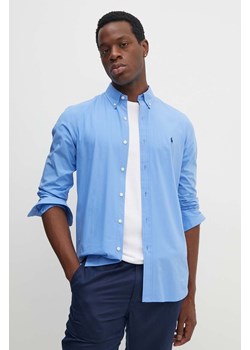 Polo Ralph Lauren koszula męska kolor niebieski slim z kołnierzykiem button-down 710929348 ze sklepu ANSWEAR.com w kategorii Koszule męskie - zdjęcie 173871752
