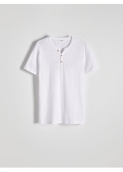 Reserved - T-shirt henley slim fit - biały ze sklepu Reserved w kategorii T-shirty męskie - zdjęcie 173873691