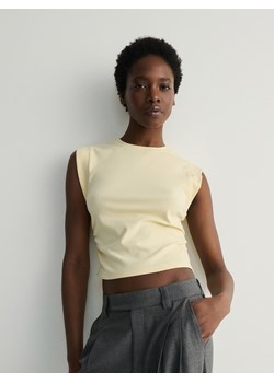 Reserved - T-shirt z marszczeniami - jasnożółty ze sklepu Reserved w kategorii Bluzki damskie - zdjęcie 173873853