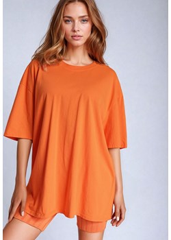 Pomarańczowy Bawełniany T-shirt Koszulka z Krótkim Rękawem Bevima ze sklepu Born2be Odzież w kategorii Bluzki damskie - zdjęcie 173874433