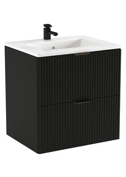 Czarna nowoczesna szafka wisząca z umywalką - Oxel 8X ze sklepu Edinos.pl w kategorii Szafki i regały łazienkowe - zdjęcie 173876021
