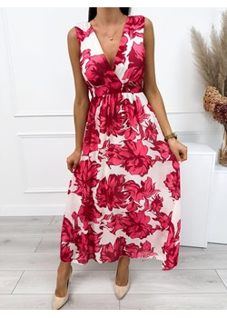 Kremowa Sukienka w Różowy Wzór ze sklepu ModnaKiecka.pl w kategorii Sukienki - zdjęcie 173877082