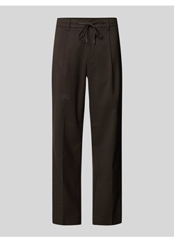 Spodnie materiałowe o kroju tapered fit z zakładkami w pasie model ‘LEROY’ ze sklepu Peek&Cloppenburg  w kategorii Spodnie męskie - zdjęcie 173878162