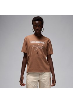 Damski T-shirt z nadrukiem Jordan Flight Heritage - Brązowy ze sklepu Nike poland w kategorii Bluzki damskie - zdjęcie 173878830