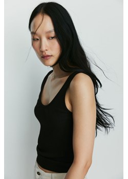 H & M - Prążkowany top bez rękawów - Czarny ze sklepu H&M w kategorii Bluzki damskie - zdjęcie 173879034