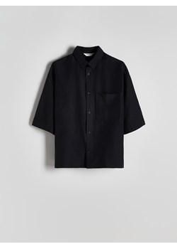 Reserved - Koszula boxy z domieszką lnu - czarny ze sklepu Reserved w kategorii Koszule męskie - zdjęcie 173882830