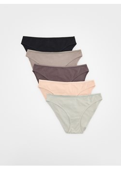 Reserved - Bawełniane majtki bikini 5 pack - brązowy ze sklepu Reserved w kategorii Majtki damskie - zdjęcie 173883254