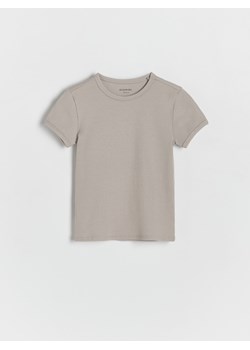 Reserved - Prążkowany t-shirt - ciemnoszary ze sklepu Reserved w kategorii Bluzki dziewczęce - zdjęcie 173883260