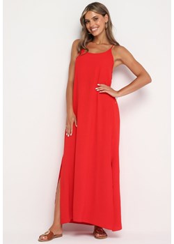 Czerwona Taliowana Sukienka na Ramiączkach Rivaniell ze sklepu Born2be Odzież w kategorii Sukienki - zdjęcie 173884203