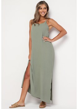Zielona Taliowana Sukienka na Ramiączkach Rivaniell ze sklepu Born2be Odzież w kategorii Sukienki - zdjęcie 173884210