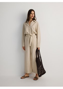 Reserved - Spodnie culotte z dodatkiem lnu - beżowy ze sklepu Reserved w kategorii Spodnie damskie - zdjęcie 173884962