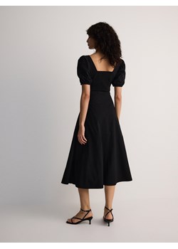 Reserved - Sukienka midi z bufiastymi rękawami - czarny ze sklepu Reserved w kategorii Sukienki - zdjęcie 173886634