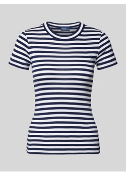 T-shirt z prążkowanym okrągłym dekoltem ze sklepu Peek&Cloppenburg  w kategorii Bluzki damskie - zdjęcie 173887894