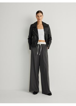 Reserved - Spodnie z kontrastową wstawką - ciemnoszary ze sklepu Reserved w kategorii Spodnie damskie - zdjęcie 173888833