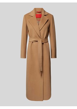 Płaszcz lniany z wiązanym paskiem model ‘Longrun’ ze sklepu Peek&Cloppenburg  w kategorii Płaszcze damskie - zdjęcie 173889522