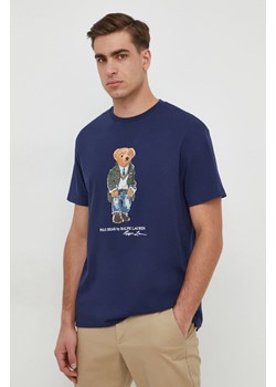 Polo Ralph Lauren t-shirt bawełniany kolor granatowy z nadrukiem ze sklepu PRM w kategorii T-shirty męskie - zdjęcie 173890473