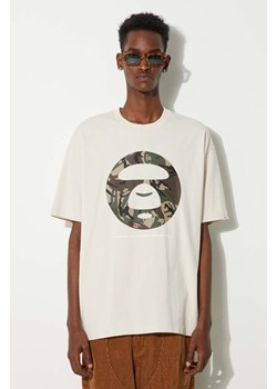 AAPE t-shirt bawełniany Basic Tee męski kolor beżowy z nadrukiem AAPTEM1448XXM ze sklepu PRM w kategorii T-shirty męskie - zdjęcie 173890984