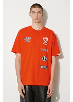 AAPE t-shirt bawełniany Fancy Tee męski kolor pomarańczowy z nadrukiem AAPTEM1462XXM ze sklepu PRM w kategorii T-shirty męskie - zdjęcie 173890992