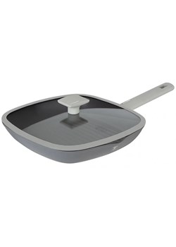 Tytanowa patelnia grillowa ze szklaną pokrywką C7-S06 ze sklepu Edinos.pl w kategorii Naczynia - zdjęcie 173893280