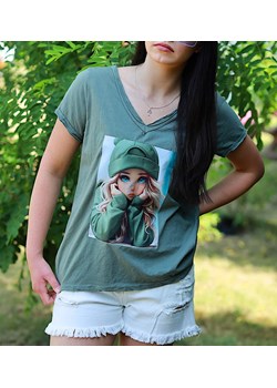 Zielona koszulka damska t-shirt /UB730 S391/ ze sklepu Pantofelek24.pl w kategorii Bluzki damskie - zdjęcie 173893750