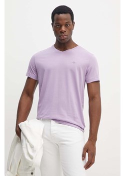 Gant t-shirt bawełniany męski kolor fioletowy gładki ze sklepu ANSWEAR.com w kategorii T-shirty męskie - zdjęcie 173894101