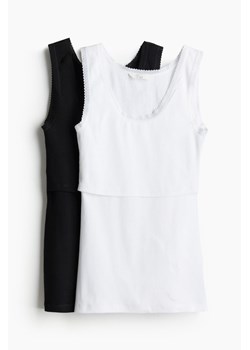 H & M - MAMA Koszulka dla karmiącej 2-pak - Biały ze sklepu H&M w kategorii Bluzki ciążowe - zdjęcie 173895040