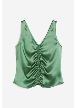 H & M - Satynowy top z marszczeniem - Zielony ze sklepu H&M w kategorii Bluzki damskie - zdjęcie 173895074