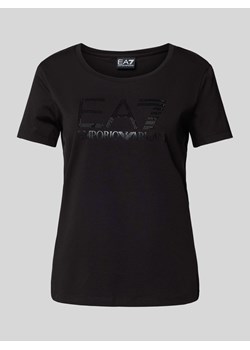 T-shirt z obszyciem kamieniami stras z logo ze sklepu Peek&Cloppenburg  w kategorii Bluzki damskie - zdjęcie 173895273
