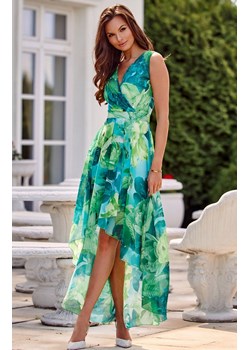 Asymetryczna sukienka z kopertowym dekoltem 55D Bride, Kolor zielony-wzór, Rozmiar 36, Roco Fashion ze sklepu Primodo w kategorii Sukienki - zdjęcie 173896030