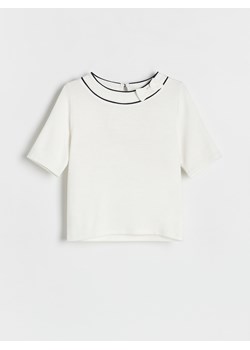Reserved - Bluzka z wiskozą - złamana biel ze sklepu Reserved w kategorii Bluzki dziewczęce - zdjęcie 173898483