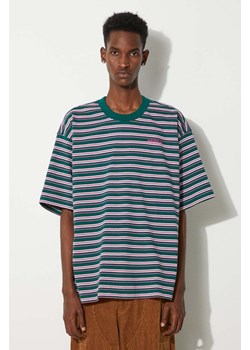 adidas Originals t-shirt bawełniany 80s Loose Striped Tee męski kolor zielony wzorzysty JC6521 ze sklepu PRM w kategorii T-shirty męskie - zdjęcie 173899434