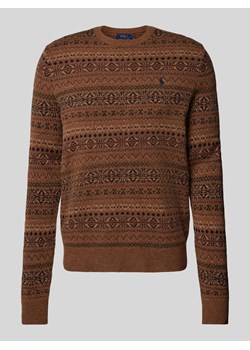 Sweter z dzianiny z wyhaftowanym logo ze sklepu Peek&Cloppenburg  w kategorii Swetry męskie - zdjęcie 173899553