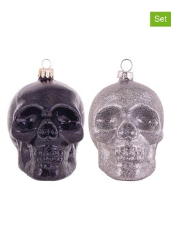 Krebs Glas Lauscha Bombki (2 szt.) w kolorze czarno-srebrnym - dł. 10 cm ze sklepu Limango Polska w kategorii Dekoracje bożonarodzeniowe - zdjęcie 173905872