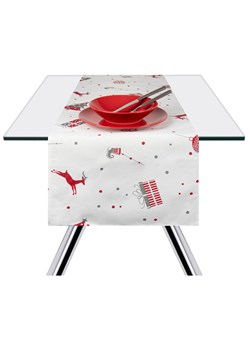 Trendy Kitchen by EXCÉLSA Bieżnik &quot;Christmas&quot; w kolorze biało-czerwonym - 140 x 40 cm ze sklepu Limango Polska w kategorii Obrusy i bieżniki - zdjęcie 173906260