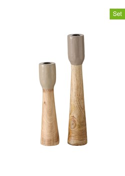 Boltze Świeczniki (2 szt.) &quot;Caldeas&quot; w kolorze jasnobrązowo-szarym ze sklepu Limango Polska w kategorii Świeczniki - zdjęcie 173911350