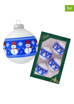 Krebs Glas Lauscha Bombki (4 szt.) w kolorze biało-niebieskim - Ø 10 cm ze sklepu Limango Polska w kategorii Dekoracje bożonarodzeniowe - zdjęcie 173913813