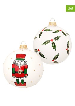 Krebs Glas Lauscha Bombki (2 szt.) w kolorze biało-czerwono-zielonym ze sklepu Limango Polska w kategorii Dekoracje bożonarodzeniowe - zdjęcie 173913862