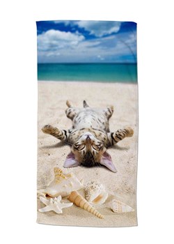 Good Morning Ręcznik plażowy &quot;Beachcat&quot; w kolorze beżowo-niebieskim ze sklepu Limango Polska w kategorii Ręczniki - zdjęcie 173919611