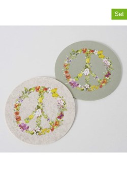 Boltze Podkładki stołowe (2 szt.) &quot;Hippie&quot; w kolorze zielono-kremowym - Ø 40 cm ze sklepu Limango Polska w kategorii Podkładki na stół - zdjęcie 173935134