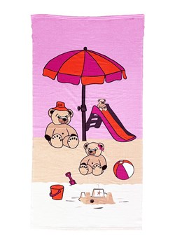 Le Comptoir de la Plage Ręcznik plażowy &quot;Mounours&quot; w kolorze jasnoróżowym z mikrofibry - 140 x 70 cm ze sklepu Limango Polska w kategorii Ręczniki - zdjęcie 173939671