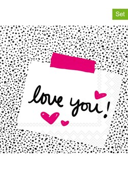 IHR Serwetki (60 szt.) &quot;Love Note&quot; w kolorze biało-czarno-różowym ze sklepu Limango Polska w kategorii Akcesoria kuchenne - zdjęcie 173944504