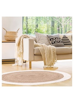 THE HOME DECO FACTORY Dywan w kolorze jasnobrązowym z juty - Ø 120 cm ze sklepu Limango Polska w kategorii Dywany - zdjęcie 173951042