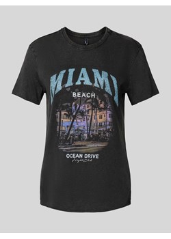 T-shirt o kroju regular fit z obszyciem kamieniami stras model ‘LUCY’ ze sklepu Peek&Cloppenburg  w kategorii Bluzki damskie - zdjęcie 173954453