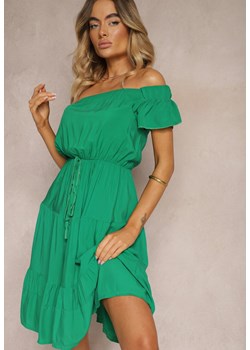 Zielona Sukienka Typu Hiszpanka z Gumką w Pasie Zemvia ze sklepu Renee odzież w kategorii Sukienki - zdjęcie 173957571