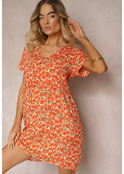 Pomarańczowa Wiskozowa Sukienka o Rozkloszowanym Kroju Renula ze sklepu Renee odzież w kategorii Sukienki - zdjęcie 173957784